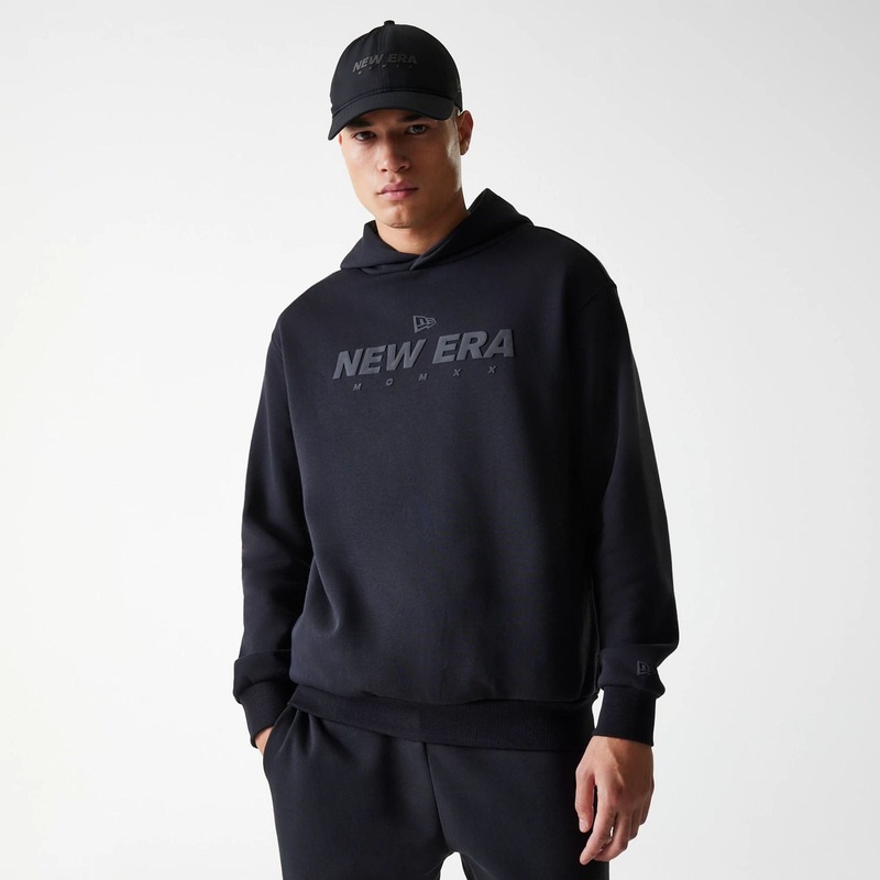 New Era Tech Black Oversized Pullover Hoodie XS