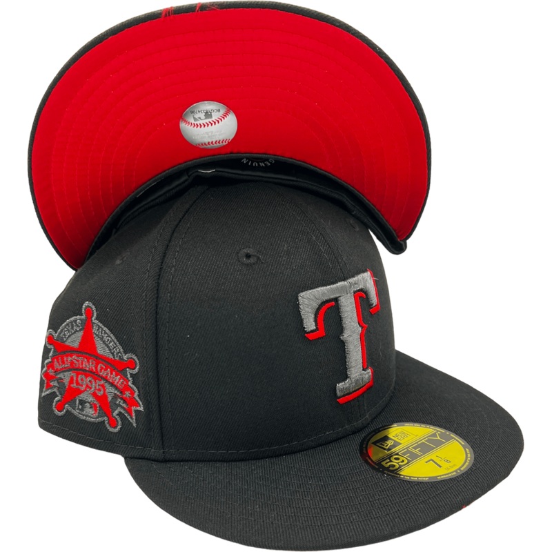 New Era Texas Rangers Black Metallic Side Patch 59FIFTY Fitted Hat