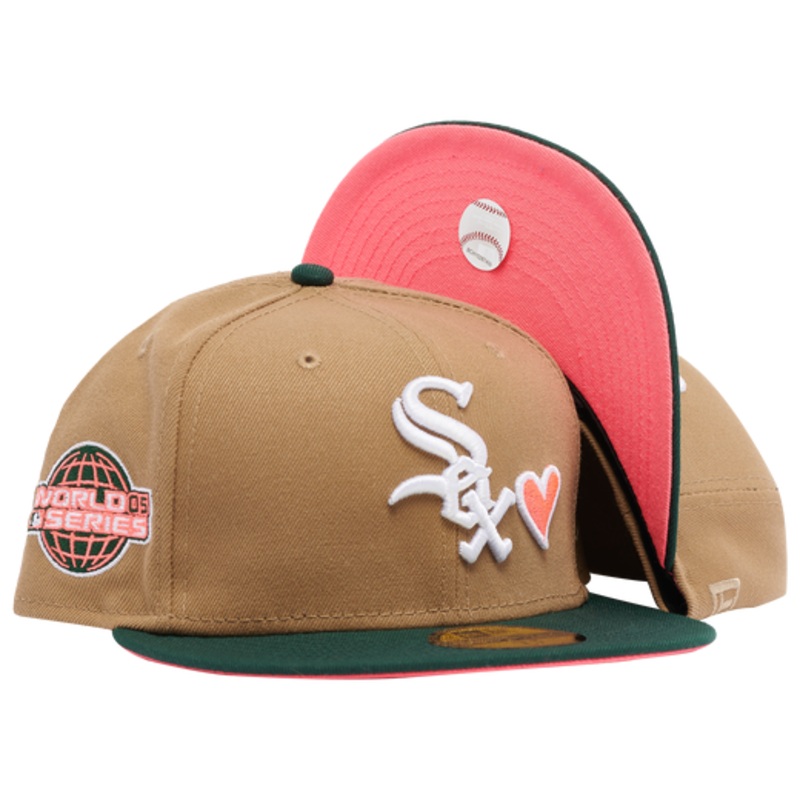 New Era x Champs Sports Chicago White Sox Tan/Pine Green Pink Hearts 59FIFTY Fitted Hat