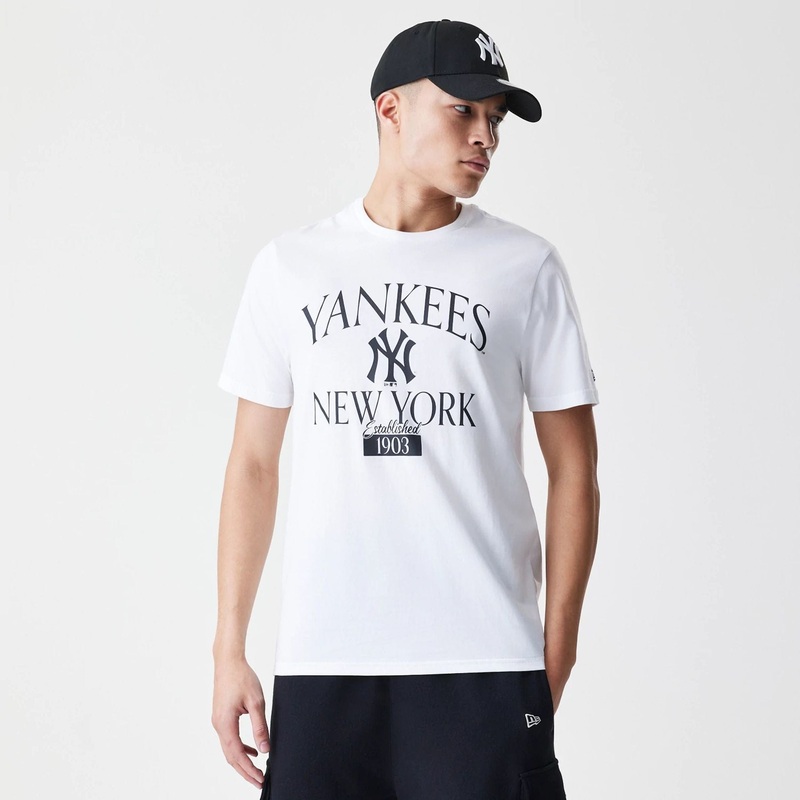 New York Yankees MLB Arch Wordmark White T-Shirt XS