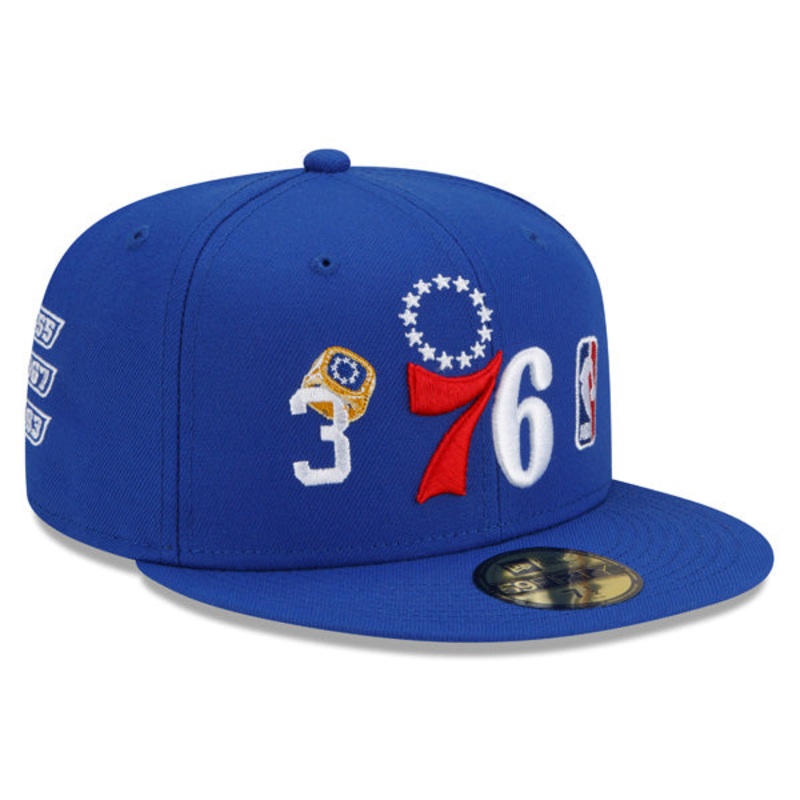 Philadelphia 76ers New Era NBA Exclusive COUNT THE RINGS 59Fifty Fitted Hat – Royal/Gray Bottom 7