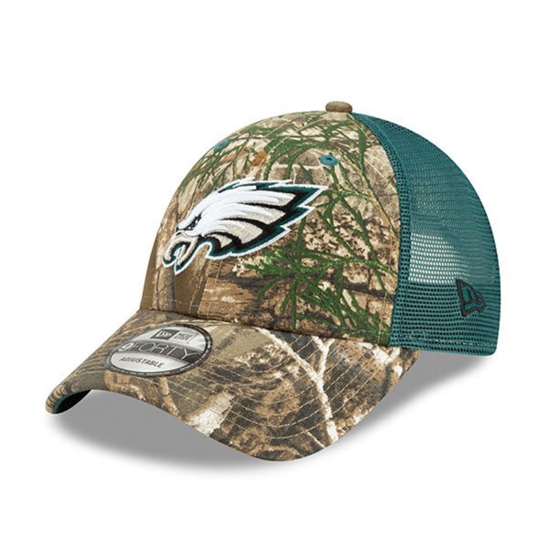 Philadelphia Eagles New Era Trucker Mesh 9FORTY Snapback Hat – Realtree Camo