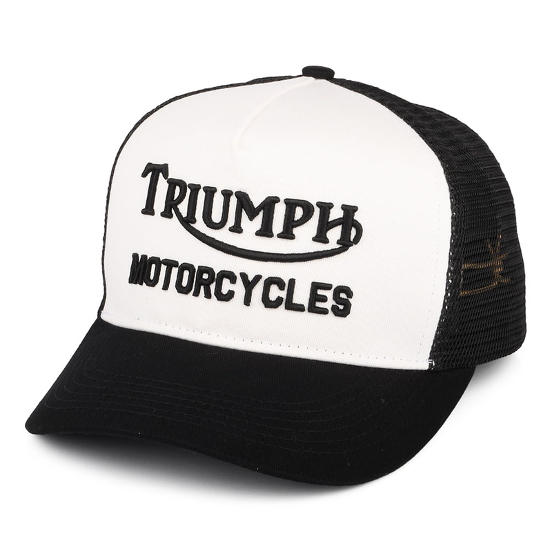 Triumph Motorcycles Oil Trucker Cap – Black-Bone Adjustable