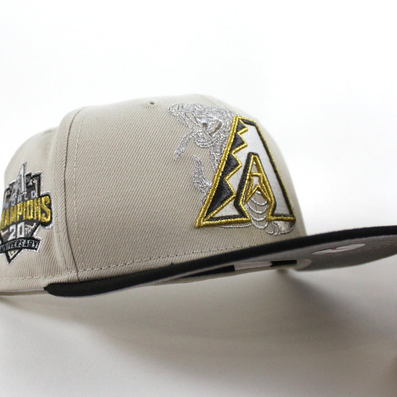 Arizona Diamondbacks WORLD CHAMPIONS 20TH ANNIVERSARY New Era 59Fifty Fitted Hat (Stone Black Gray Under Brim) 7