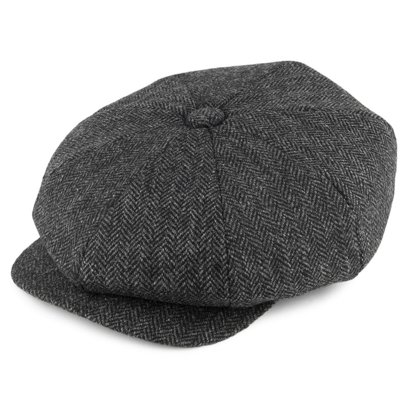 Christys Hats Country Tweed Herringbone Newsboy Cap – Charcoal S