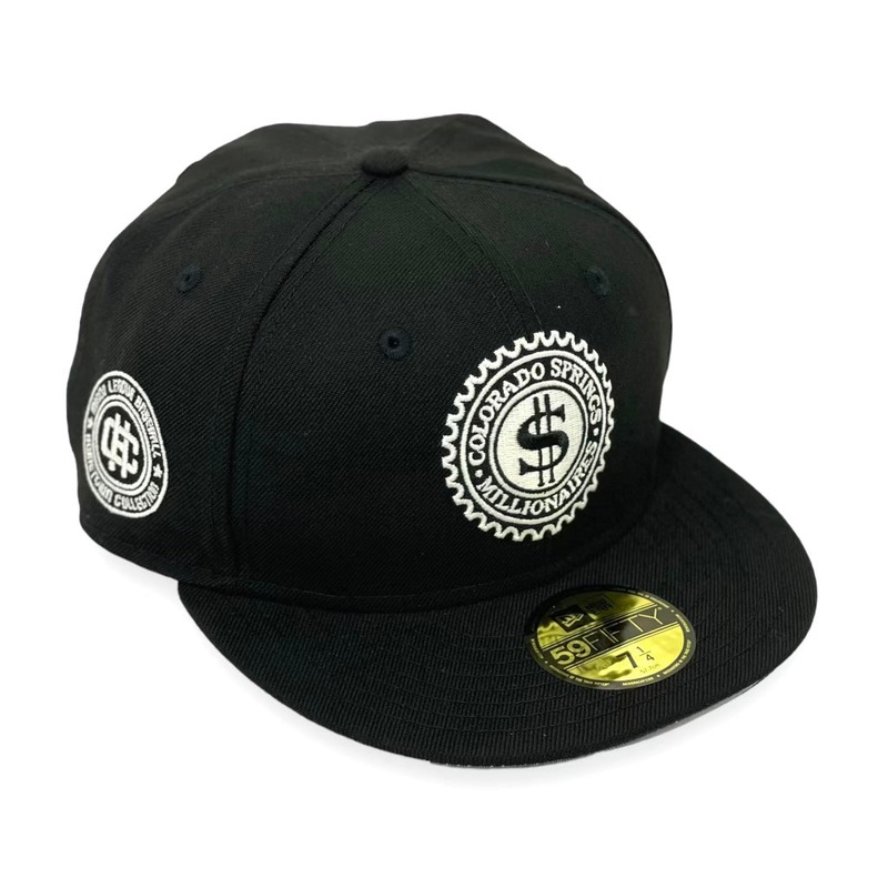 COLORADO SPRINGS MILLIONAIRES (BLACK) NEW ERA 59FIFTY FITTED (GLOW IN THE DARK LOGO) 67/8