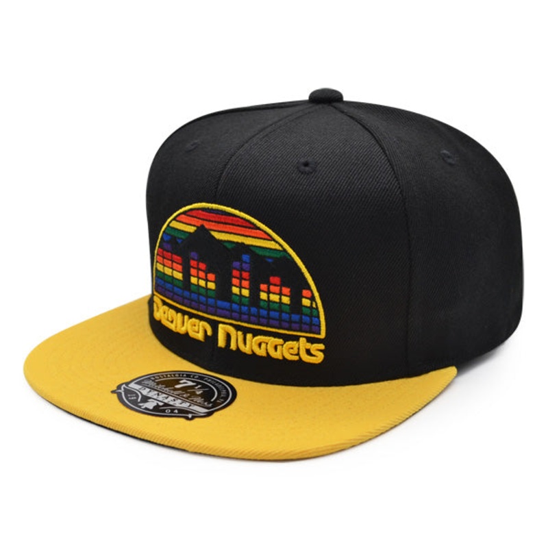 Denver Nuggets Mitchell & Ness RELOAD Fitted HWC Hat – Black/Yellow 7 1/8