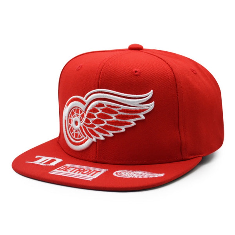 Detroit Red Wings Mitchell & Ness NHL HAT TRICK Snapback Adjustable Hat – Red/White