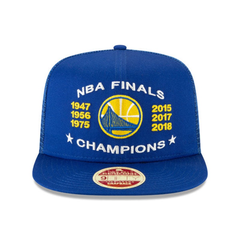 Golden State Warriors New Era Vintage Trucker Championship Series 9Fifty Snapback Mesh Hat – Royal