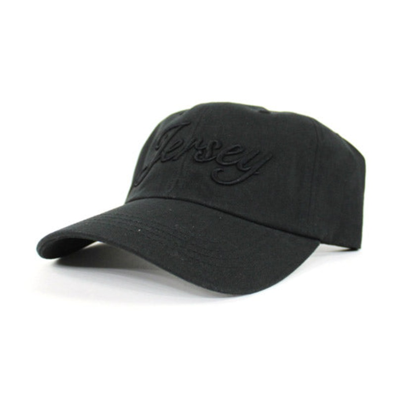 Jersey Script Dad Hat (Black on Black) One Size