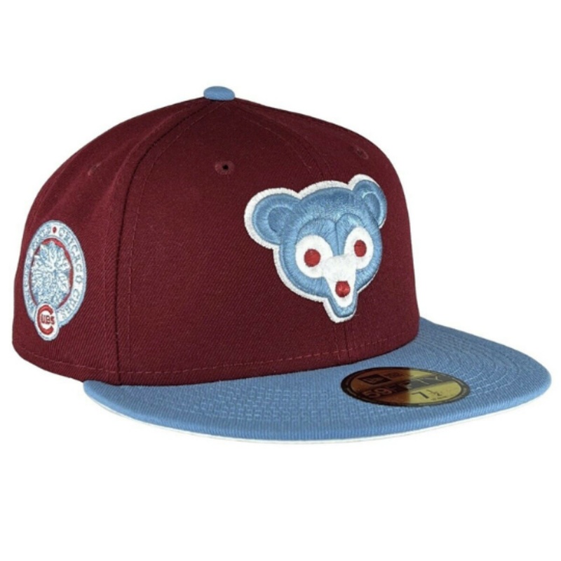 New Era Chicago Cubs Burgundy/Sky Blue Wrigley Field Patch 59FIFTY Fitted Hat