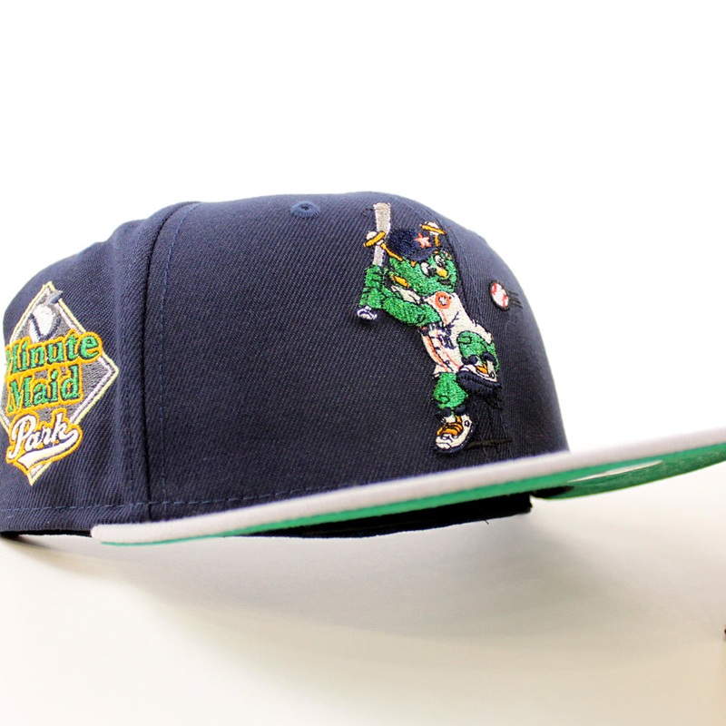 Orbit Mascot Houston Astros Minute Maid Park New Era 59Fifty Fitted Hat (Navy Gray Green Under Brim) 7