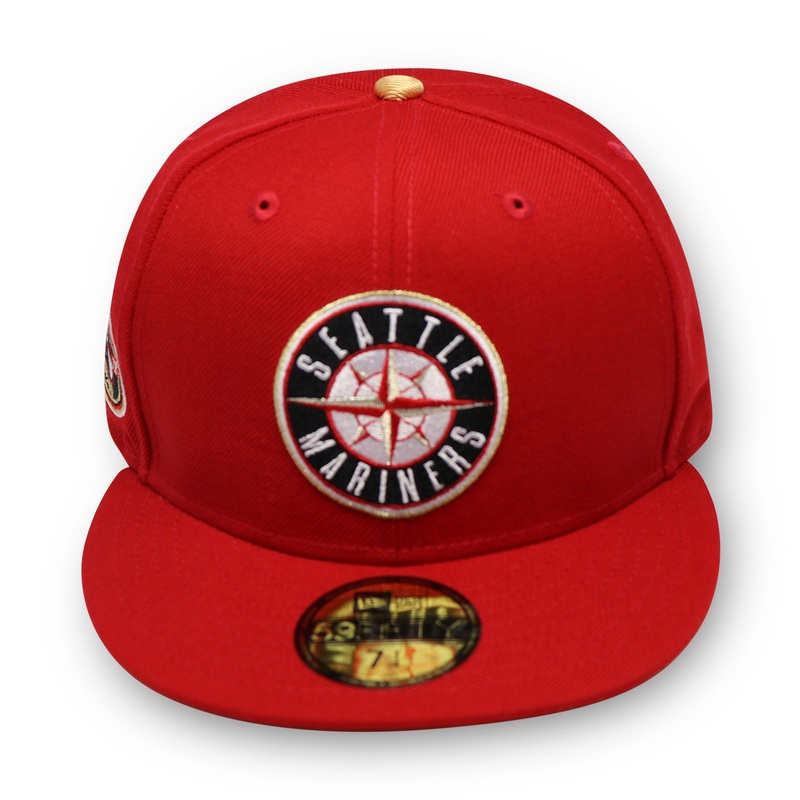 SEATTLE MARINERS (RED) “25TH ANNIVERSARY” NEW ERA 59FIFTY FITTED (GOLD UNDER VISOR) (S) 67/8