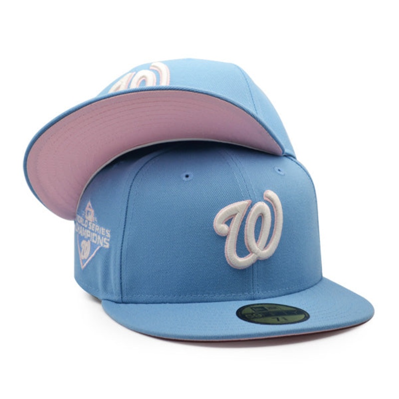 Washington Nationals 2019 WORLD SERIES CHAMPIONS Exclusive New Era 59Fifty Fitted Hat – Sky/Pink 7