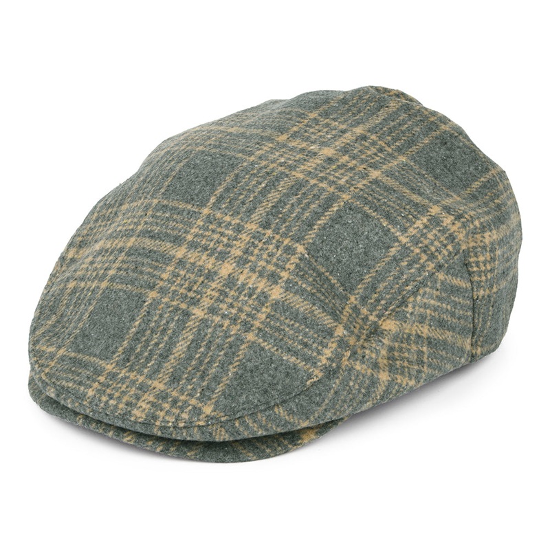 Brixton Hats Hooligan Plaid Flat Cap – Tan-Grey Small-56cm