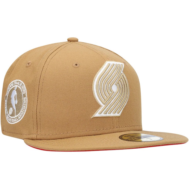 New Era Khaki Portland Trail Blazers Team Logoman 59FIFTY Fitted Hat