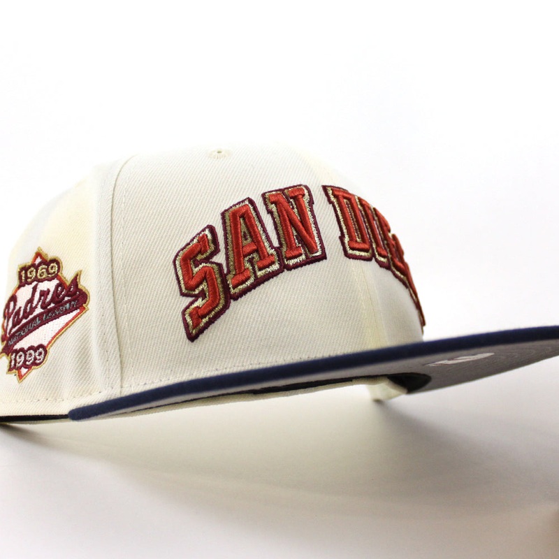 San Diego Padres 1969-1999 New Era 59Fifty Fitted Hat (Chrome White, OceanSide Blue Gray Under Brim) 7