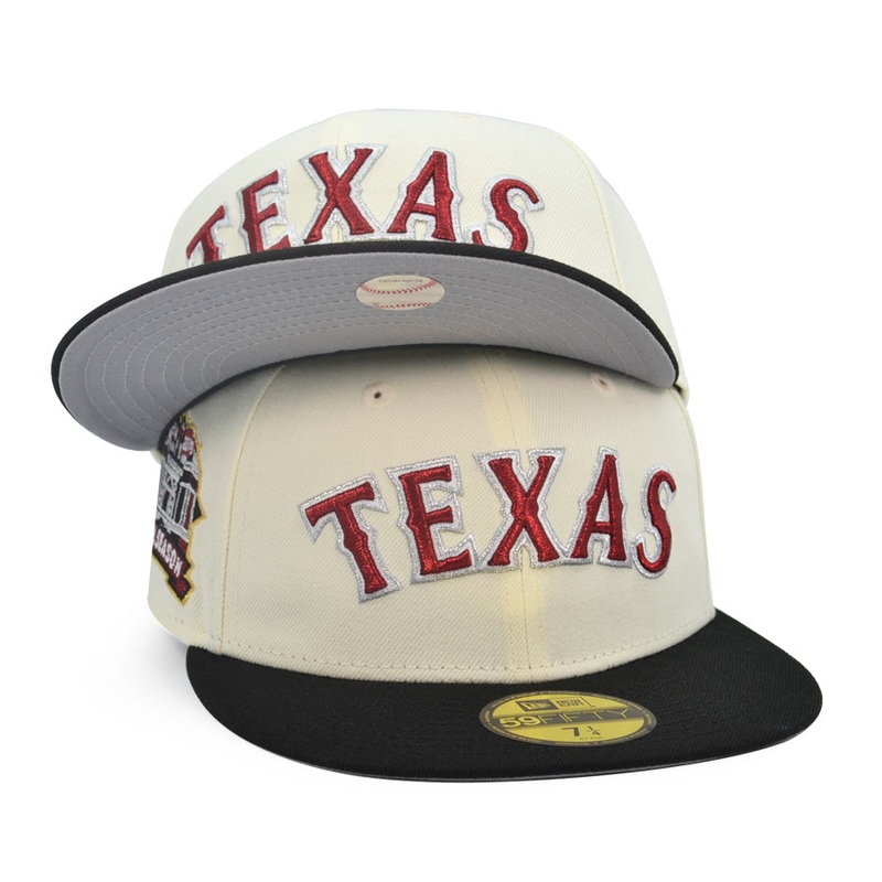 Texas Rangers FINAL SEASON Exclusive New Era 59Fifty Fitted Hat – Chrome/Black 6 7/8