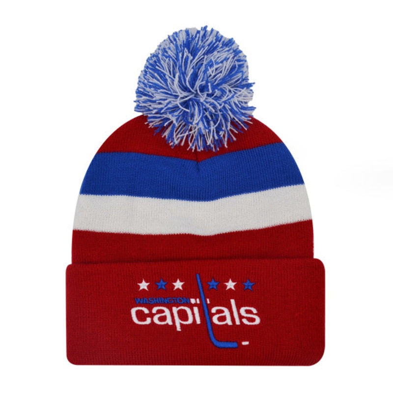Washington Capitals Mitchell & Ness NHL Stripe Pop Cuffed Knit Hat – Red/Royal