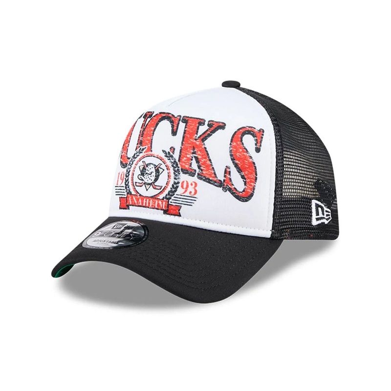 Anaheim Ducks NHL Distressed Black 9FORTY A-Frame Trucker Adjustable Cap OSFM