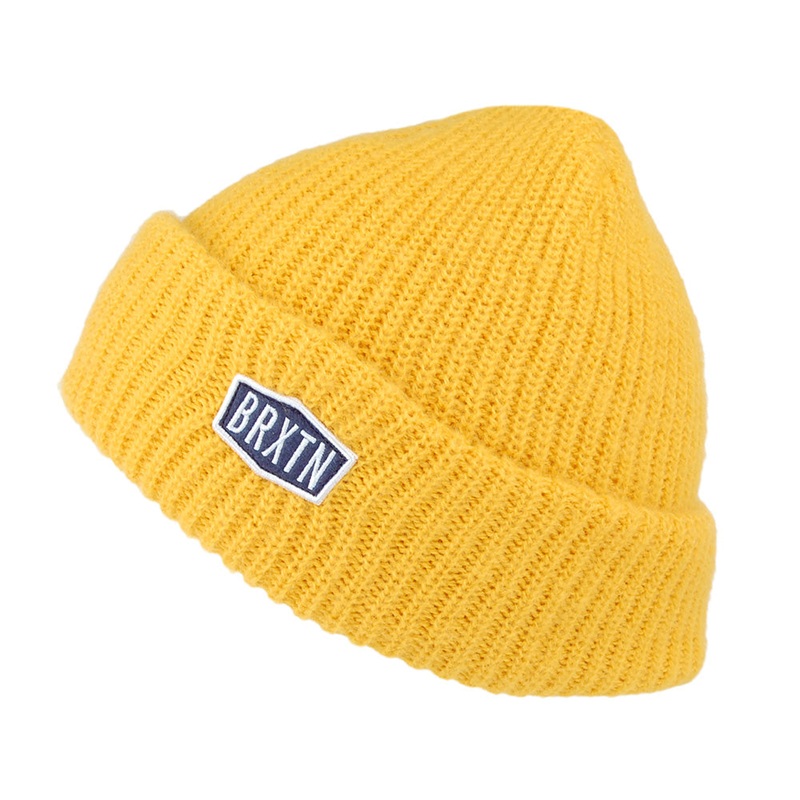 Brixton Hats Malt Heavy Knit Beanie Hat – Yellow 1-Size