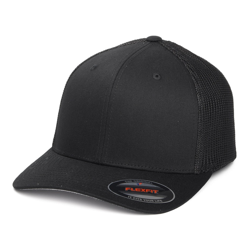 FlexFit Tonal Trucker Cap – Black 1-Size