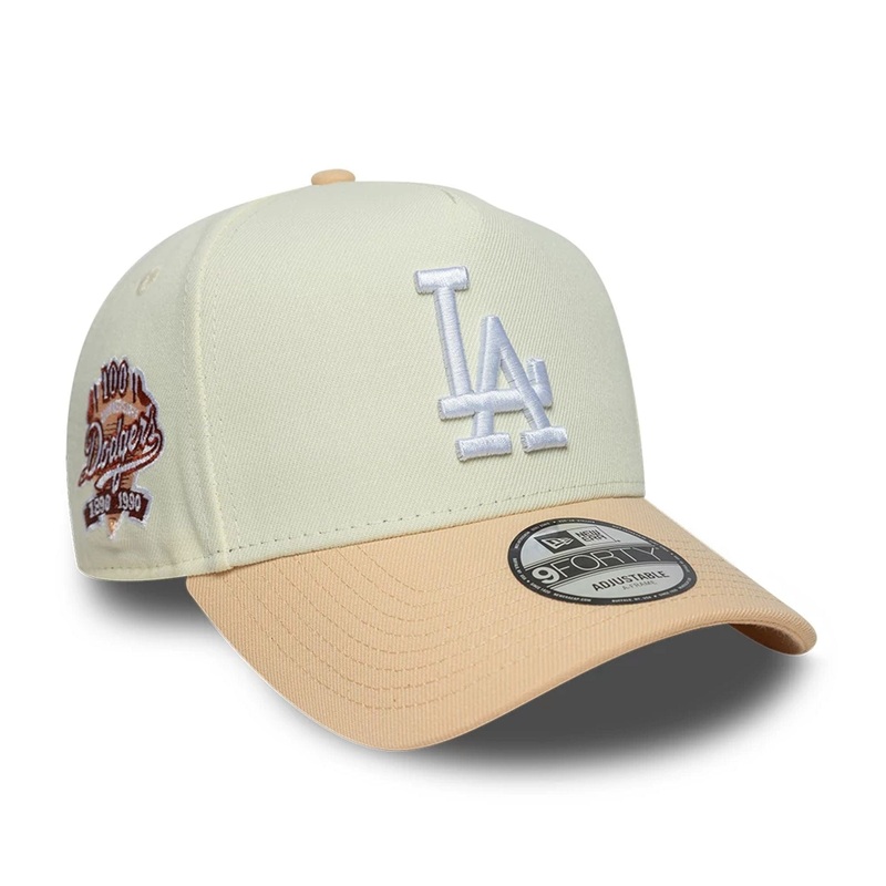 LA Dodgers MLB Cream & Orange 9FORTY A-Frame Adjustable Cap OSFA