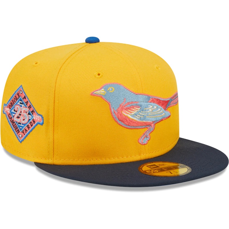 New Era Baltimore Orioles Gold/Azure Oriole Park at Camden Yards 25th Anniversary Undervisor 59FIFTY Fitted Hat