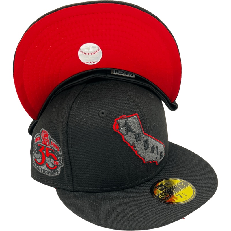 New Era Los Angeles Angels Black Metallic Side Patch 59FIFTY Fitted Hat
