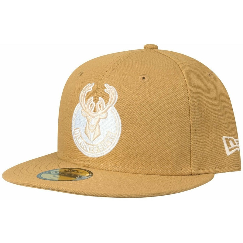 New Era Milwaukee Bucks Panama Tan 59FIFTY Fitted Hat