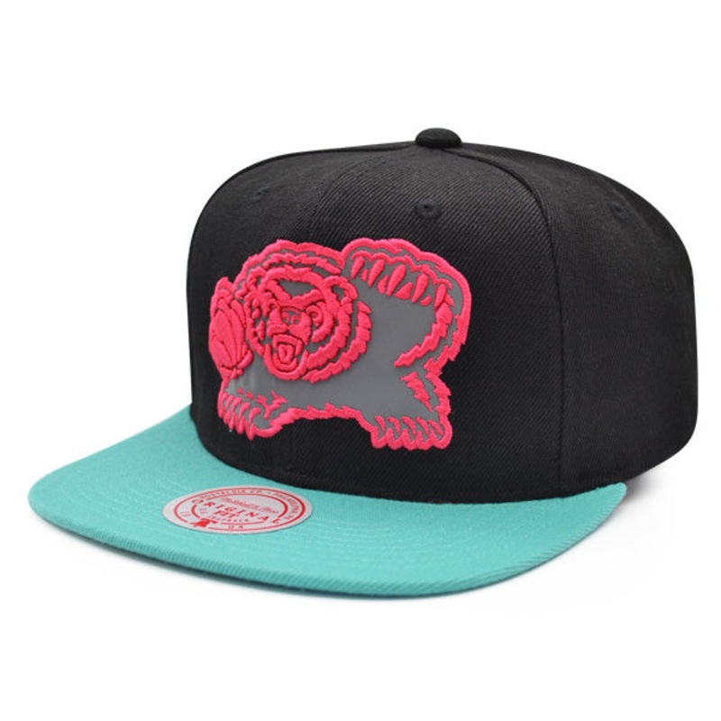 Vancouver Grizzlies Mitchell & Ness NBA REFLECTIVE TIME Snapback Hat – Black/Teal
