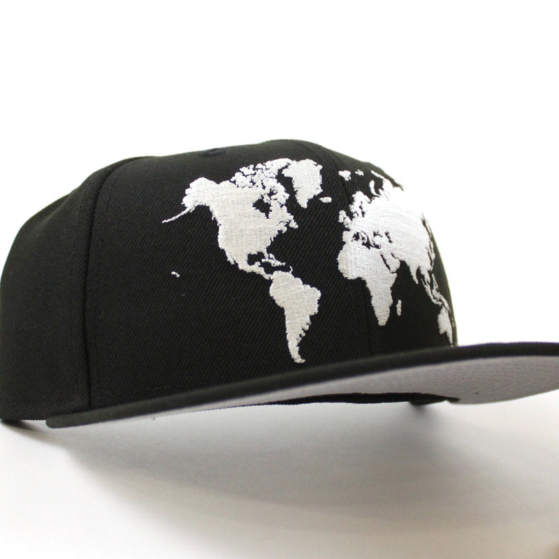 World Wide New Era Fitted Hat (Glow in the Dark Logo Black Gray Under Brim) 7