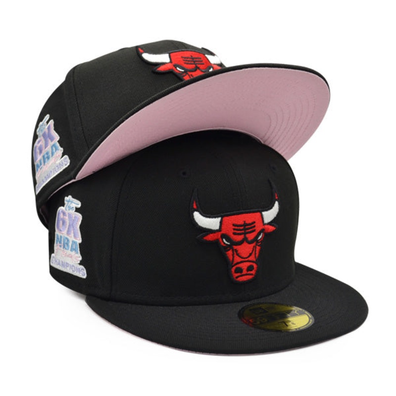 Chicago Bulls 6-TIME NBA CHAMPIONS Exclusive New Era 59Fifty Fitted Hat – Black/Pink Bottom 7