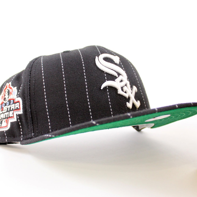 Chicago White Sox 2003 All-Star Game New Era Fitted 59Fifty Hat (Black Pinstripes Green Under Brim) 7