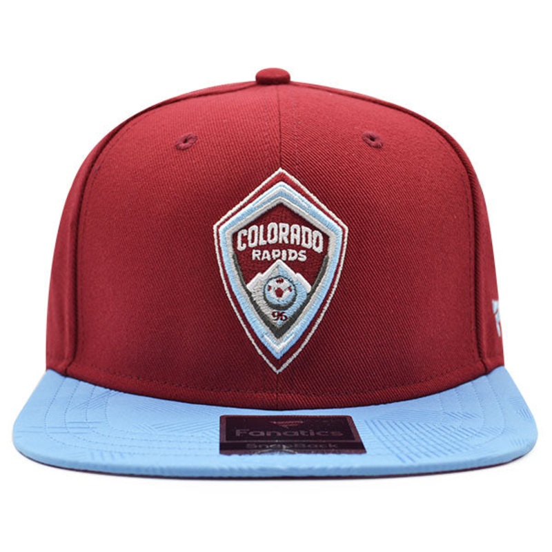 Colorado Rapids Fanatics MLS Visor Mark Snapback Adjustable Hat – Maroon/Light Blue