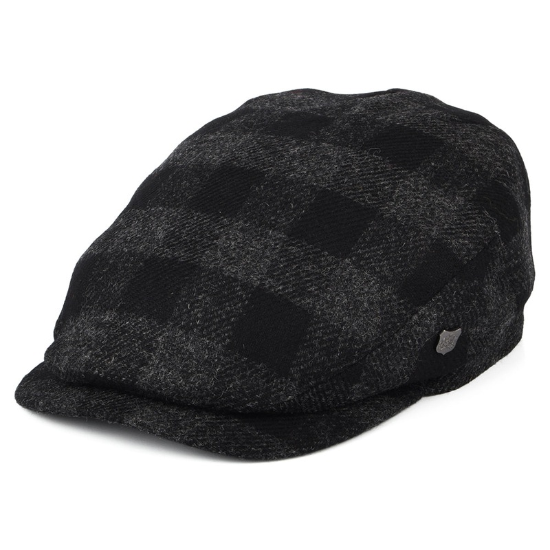 Failsworth Hats Longden Checked British Wool Flat Cap – Charcoal 55