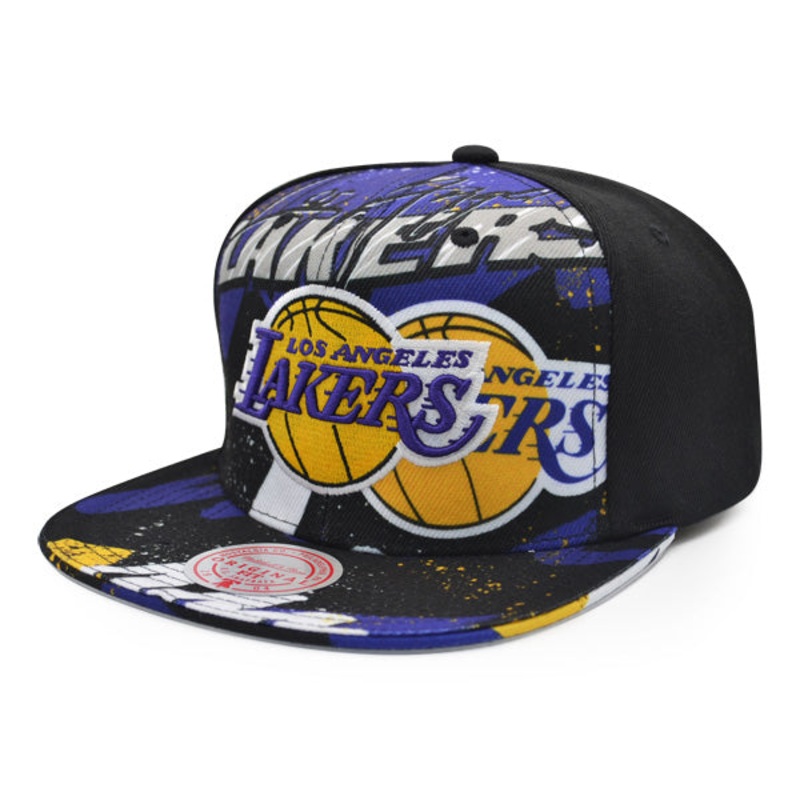 Los Angeles Lakers Mitchell & Ness HYPER LOOPS Snapback Hat – Black/Purple