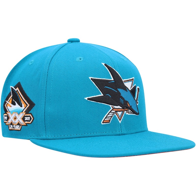 Mitchell & Ness San Jose Sharks Teal Vintage Fitted Hat