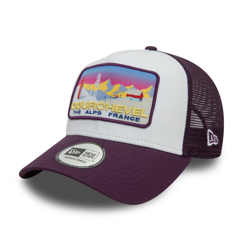 New Era Courchevel Ski Patch A-Frame Purple Trucker Cap One Size