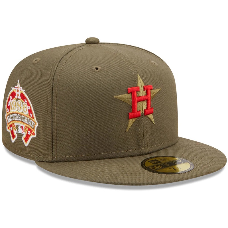 New Era Houston Astros Olive 1986 MLB All-Star Game Scarlet Undervisor 59FIFTY Fitted Hat