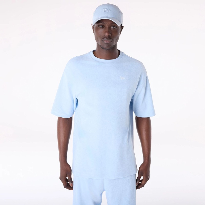 New Era Towelling Pastel Blue Oversized T-Shirt XS