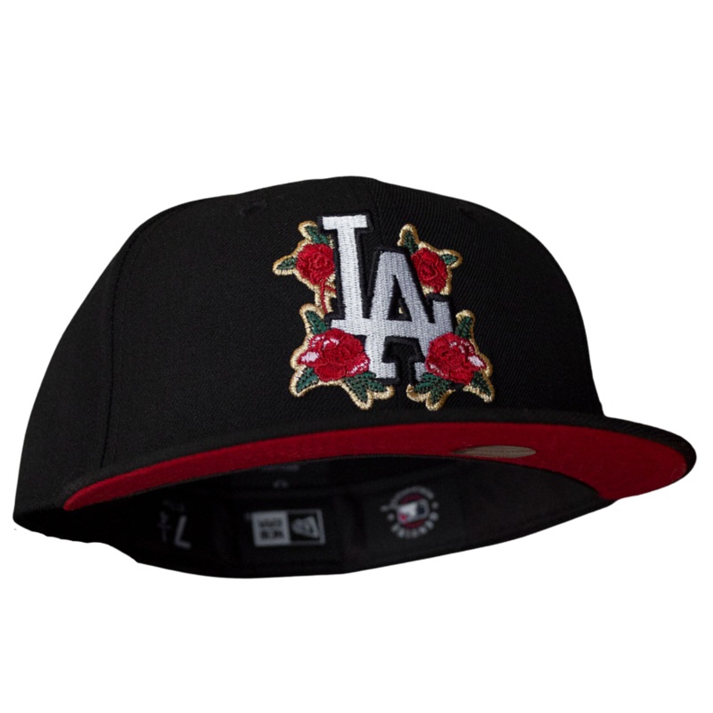 New Era x FAM Los Angeles Dodgers Black Red Rose 59FIFTY Fitted Hat