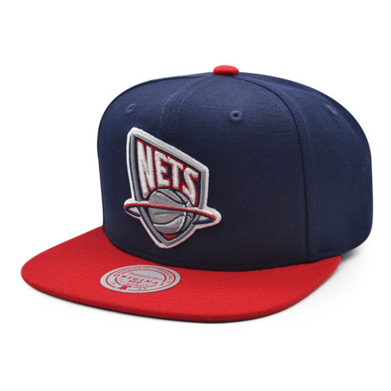 New Jersey Nets NBA Mitchell & Ness CLASSIC 2TONE Snapback Hat – Navy/Red
