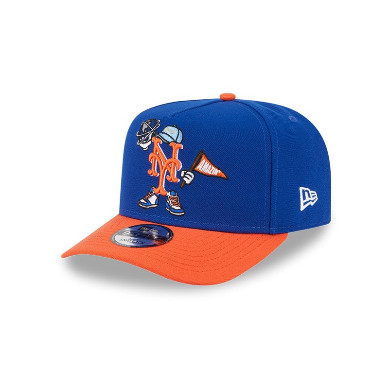 New York Mets New Era CARTOON SERIES A-Frame 9Fifty Snapback MLB Hat -Royal/Orange