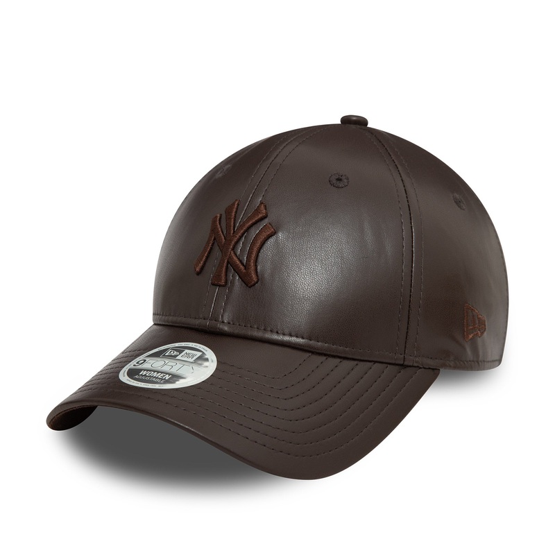 New York Yankees 9FORTY Womens Midi PU Dark Brown Cap One Size
