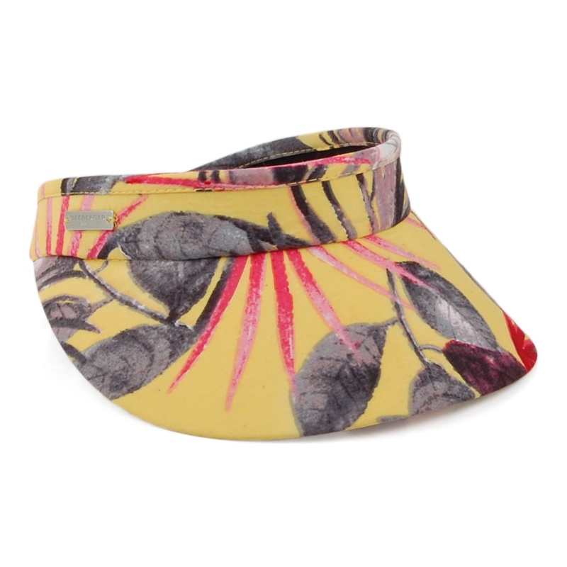 Seeberger Hats Palm Tree Print Visor – Yellow 1-Size