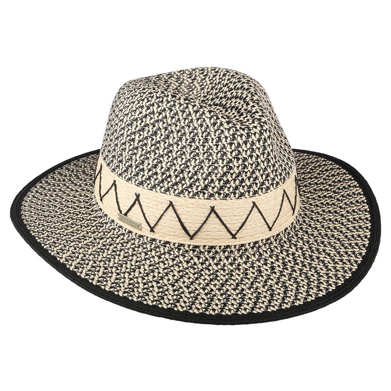 Seeberger Hats Zigzag Toyo Straw Fedora Hat – Natural-Black 1-Size