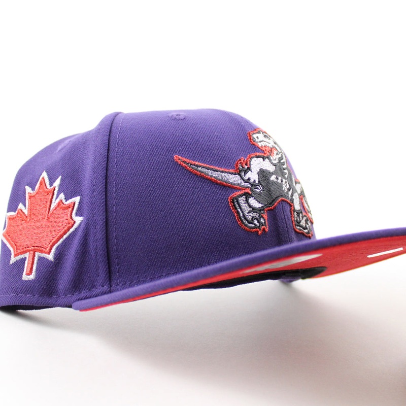 Toronto Raptors Maple Leaf Patch New Era 59Fifty Fitted Hat (Purple Red Under Brim) 7