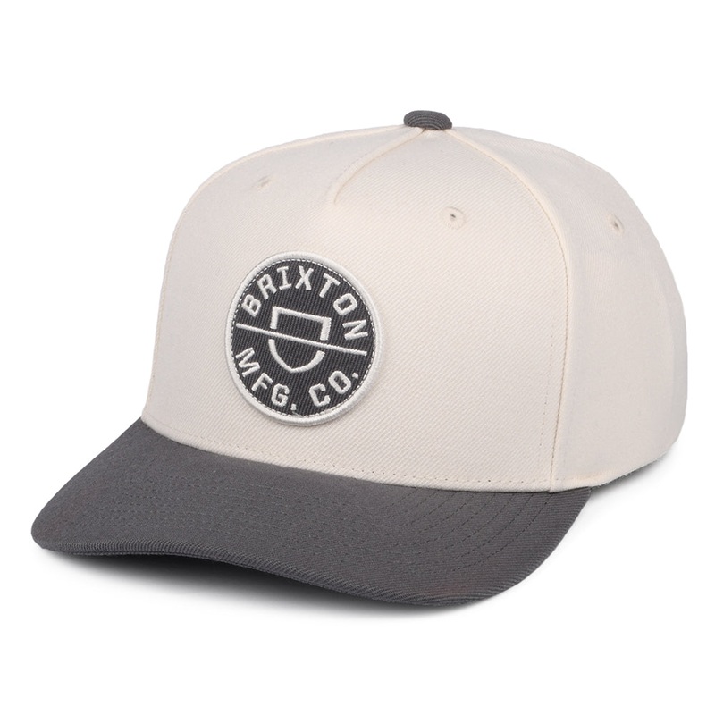 Brixton Hats Crest C NetPlus MP Snapback Cap – Off White-Grey Adjustable