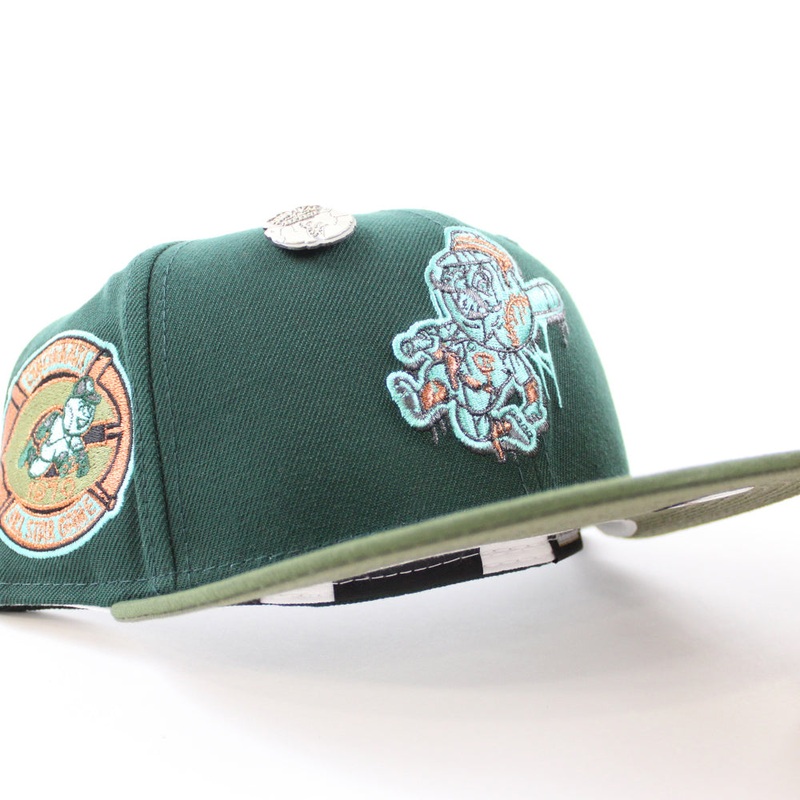 Cincinnati Reds 1970 All Star Game New Era 59Fifty Fitted Hat (Zombie Pack Dark Green Olive Rifle Green Under Brim) 7